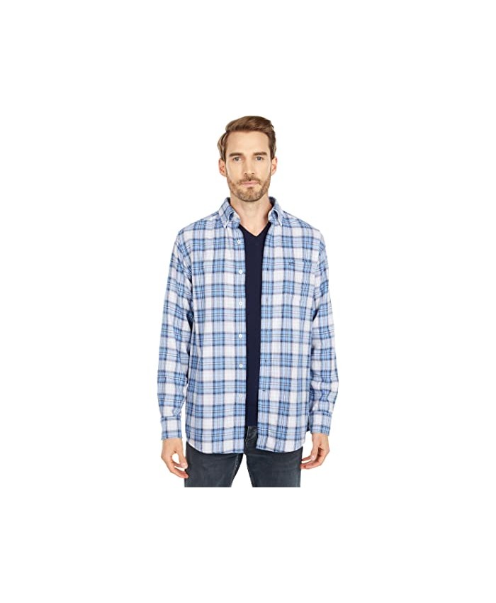 Southern Tide Plaid Chambray Double Weave Sport Shirt