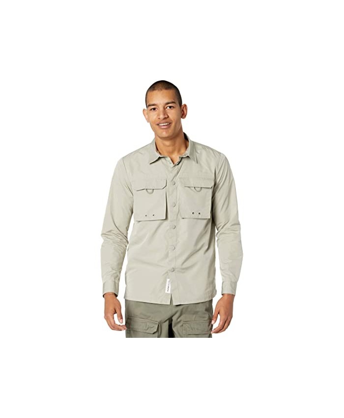 NATIVE YOUTH Long Sleeve Overshirt with Cargo Pockets in Peached Nylon