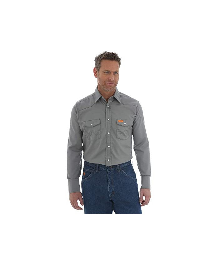 Wrangler Flame Resistant Snap Long Sleeve Lightweight Work Shirt