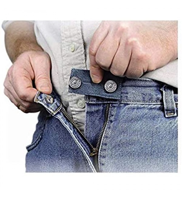 Denim Jean Waist Extender Set of 3 for Men or Women with Nickel Finished Metal Button