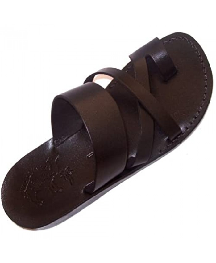 Holy Land Market Unisex Genuine Leather Biblical Flip Flops (Jesus - Yashua) Bethlehem Black Style