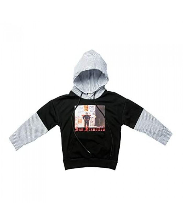 Boys Long Sleeve Clothing Pullover Printing Color Black Hoodie Kids (Black/San Francilco 100)