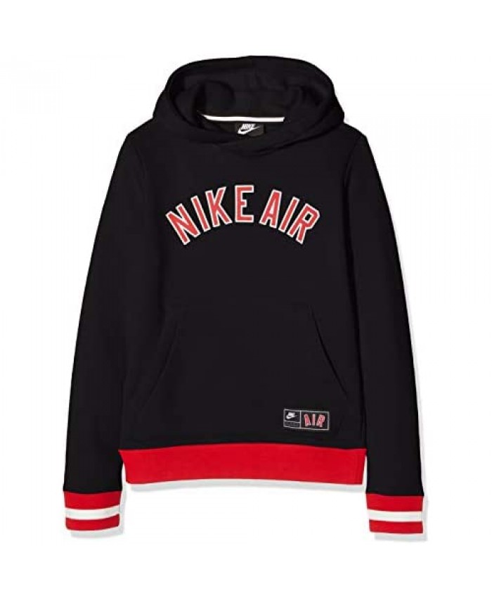Nike Boy's Air Fleece Pullover Hoodie Black/University Red Large