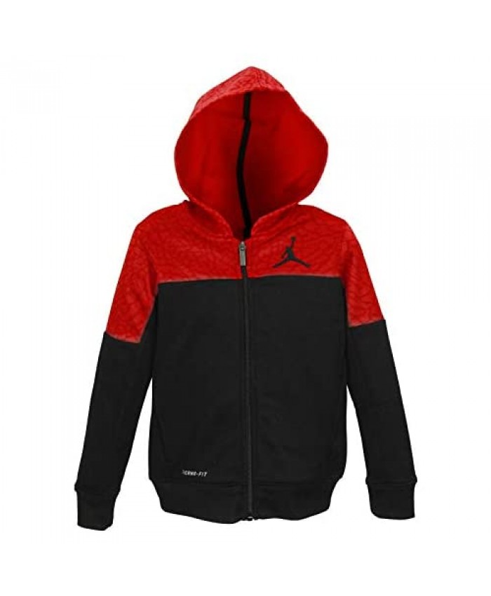Nike Boys Jordan Therma Fit Color Block Elephant Print Zip Up Hoodie - Gym Red (Size 4)